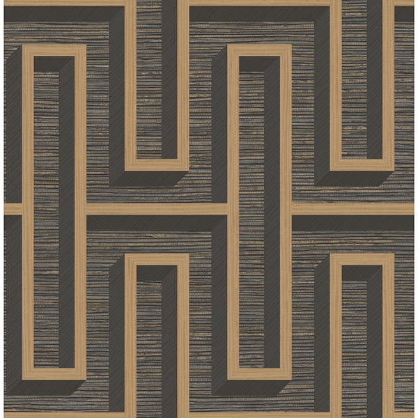 Picture of Henley Black Geometric Grasscloth Wallpaper
