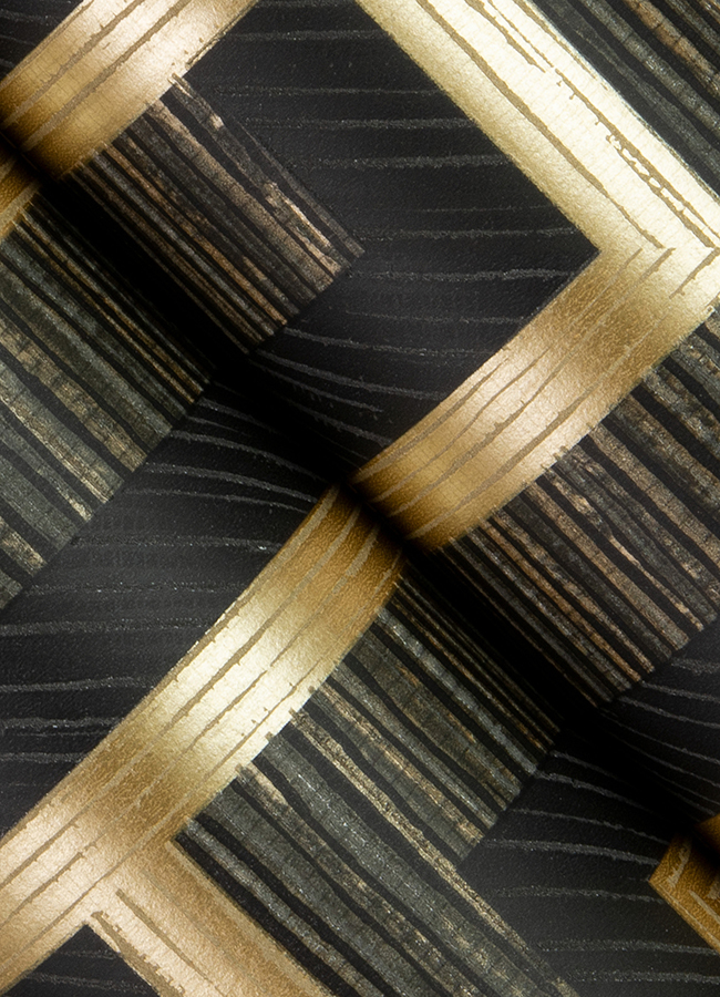 4125-26722 - Henley Black Geometric Grasscloth Wallpaper - by Advantage