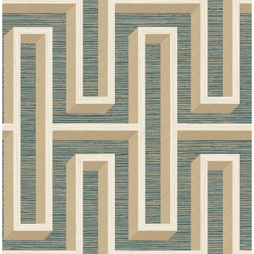 Picture of Henley Teal Geometric Grasscloth Wallpaper