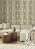 Picture of Henley Teal Geometric Grasscloth Wallpaper