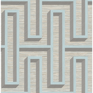 Picture of Henley Light Blue Geometric Grasscloth Wallpaper