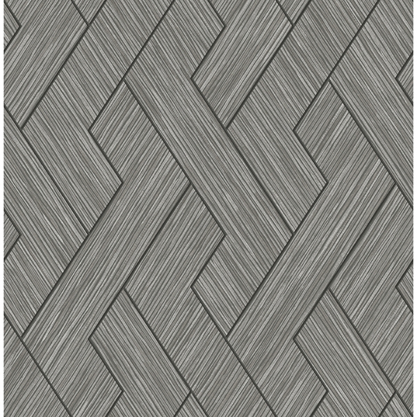 Picture of Ember Grey Geometric Basketweave Wallpaper