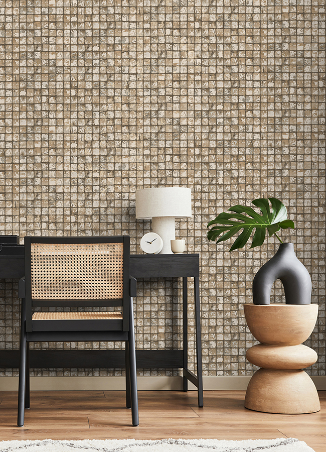 4125-26757 - Kingsley Neutral Tiled Wallpaper - by Advantage