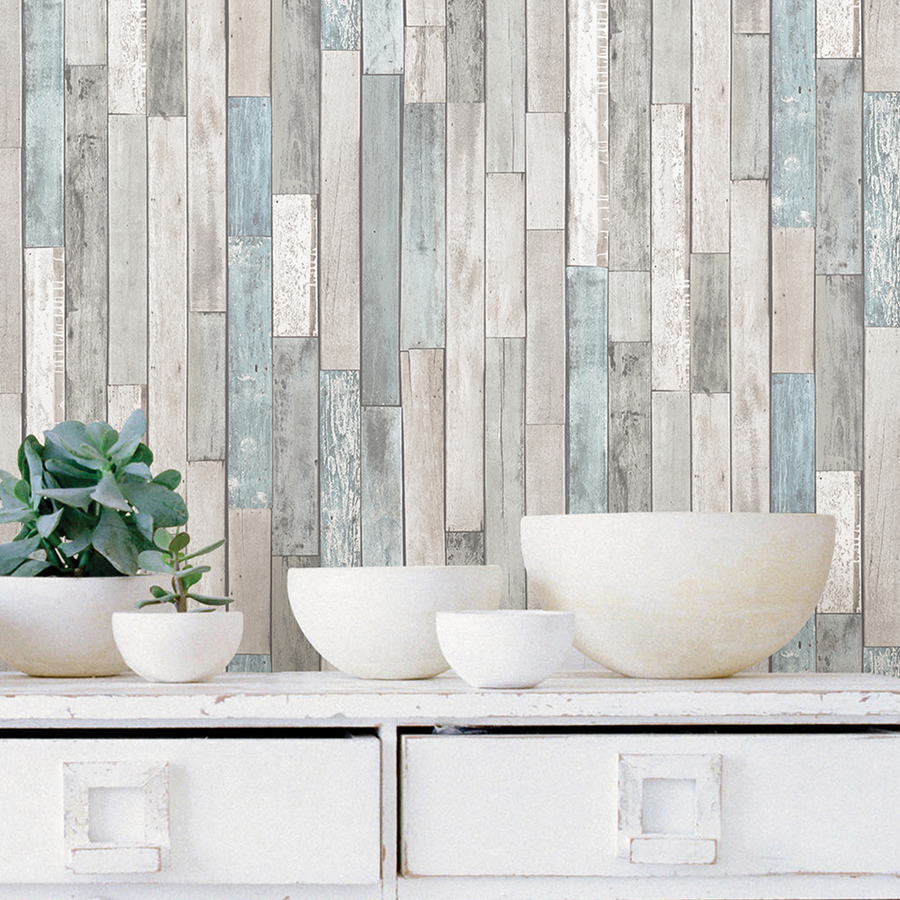 NUS4224 Weathered Plank Caspian Peel and Stick Wallpaper by NuWallpaper