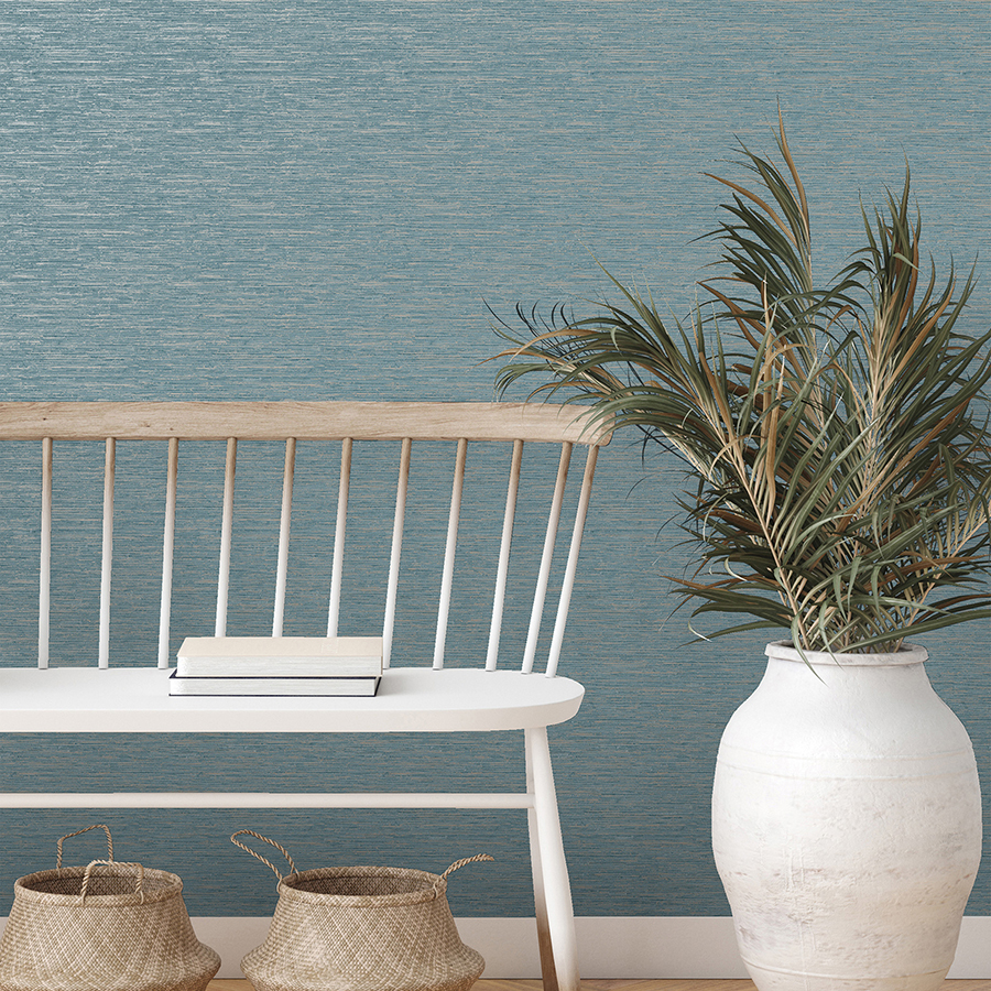 FD43157 Mephi Teal Grasscloth Wallpaper by Fine Decor