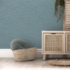 Picture of Mephi Teal Grasscloth Wallpaper