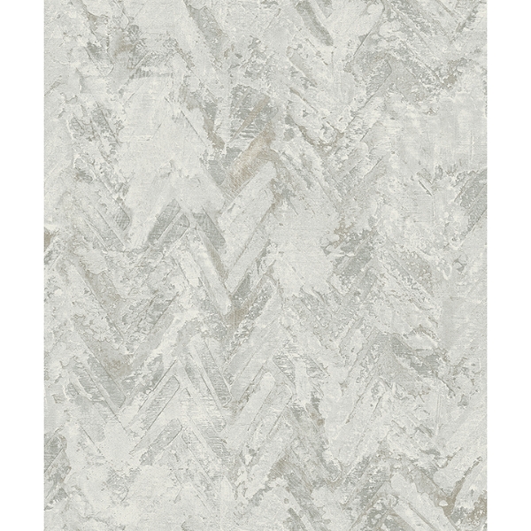 Picture of Amesemi Light Grey Distressed Herringbone Wallpaper