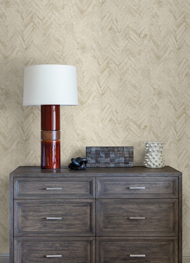 410586613 Amesemi Cream Distressed Herringbone Wallpaper by A