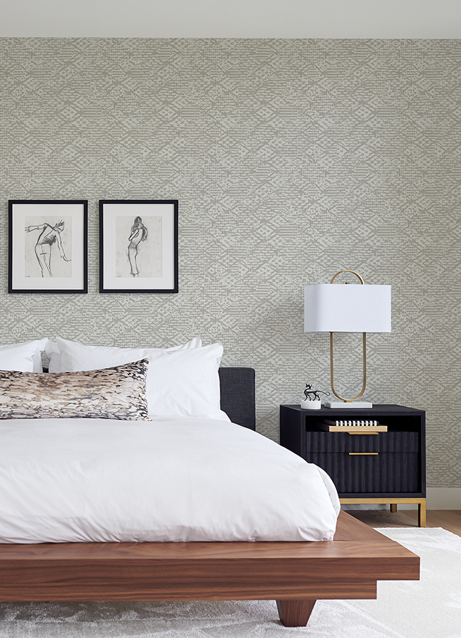 410586620 Helene Silver Glitter Geometric Wallpaper by AStreet Prints