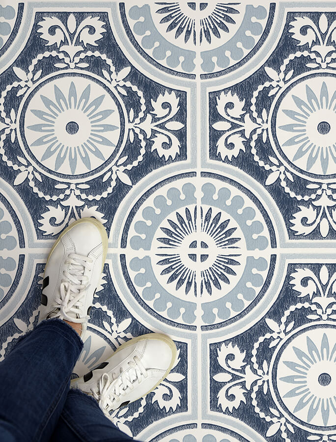 Blue And White Peel And Stick Floor Tile