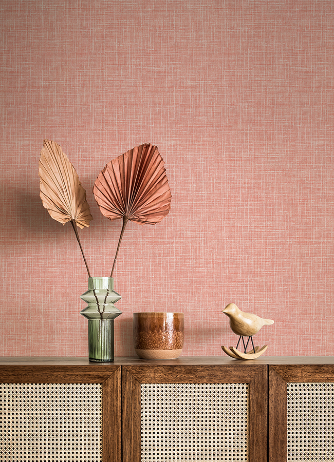 404626355 Emerson Coral Linen Wallpaper by AStreet Prints