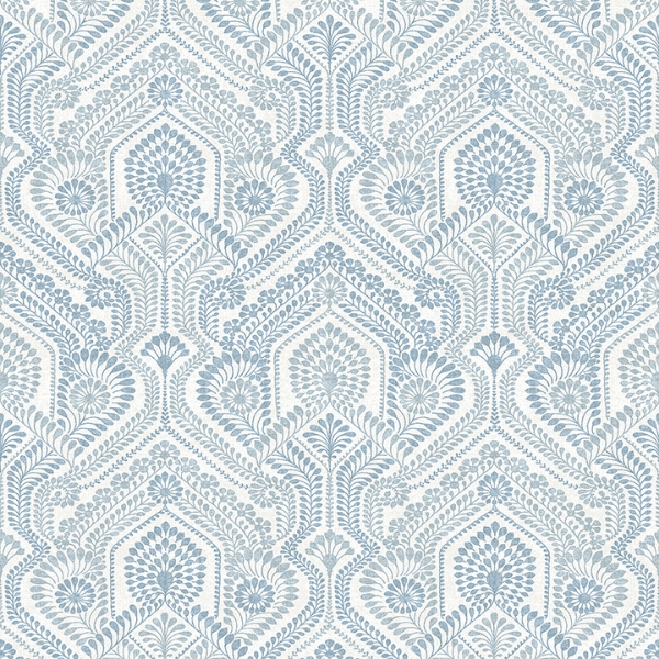 Picture of Fernback Blue Ornate Botanical Wallpaper