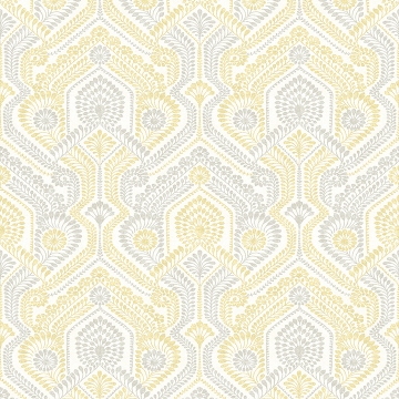 Picture of Fernback Yellow Ornate Botanical Wallpaper