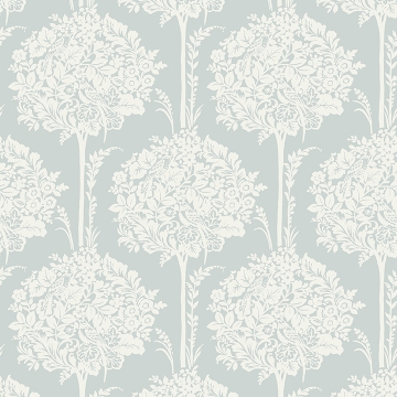 Picture of Zaria Light Blue Topiary Wallpaper