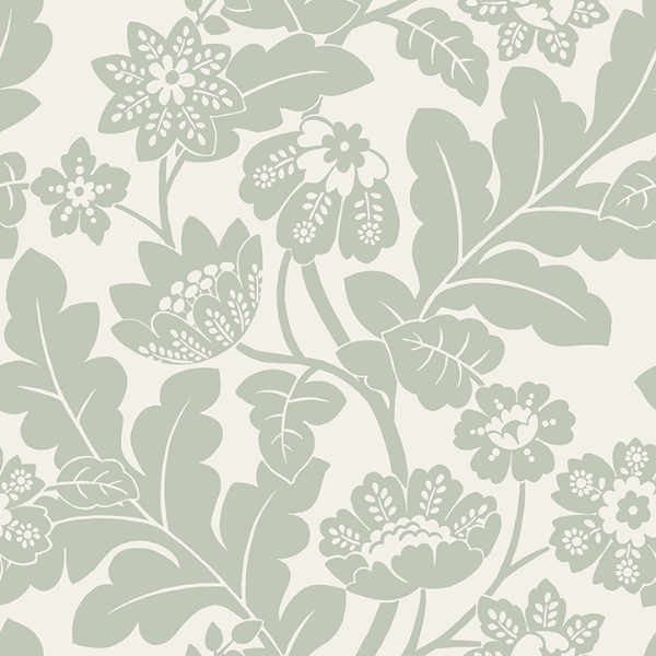 Picture of Augusta Silver Flock Damask Wallpaper