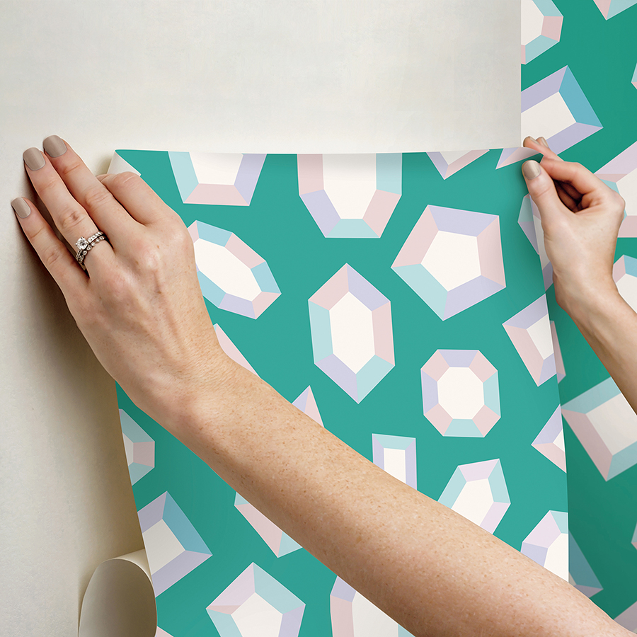 LSS4952 Lele Gems Teal Peel and Stick Wallpaper by LeLe Sadoughi x