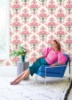 Picture of Bow Damask Pink Peel and Stick Wallpaper