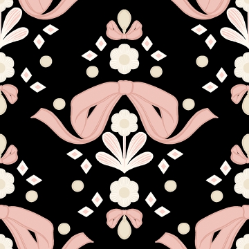 Picture of Bow Damask Black Peel and Stick Wallpaper