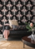 Picture of Bow Damask Black Peel and Stick Wallpaper