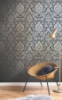 Picture of Platinum Navy Damask Wallpaper