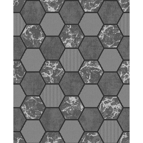 Picture of Ceramica Black Hexagon Tile Wallpaper