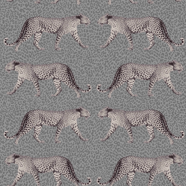 Picture of Glamorous Charcoal Leopard Wallpaper