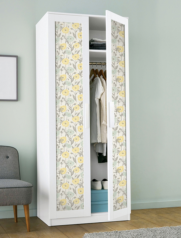 JHS5027 Aqua Poppy Field Peel and Stick Wallpaper by Jen Hewett x