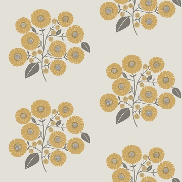 Picture of Mustard Grey StrawFlower Peel and Stick Wallpaper