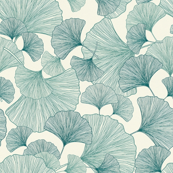 Picture of Waft Teal Ginkgo Wallpaper