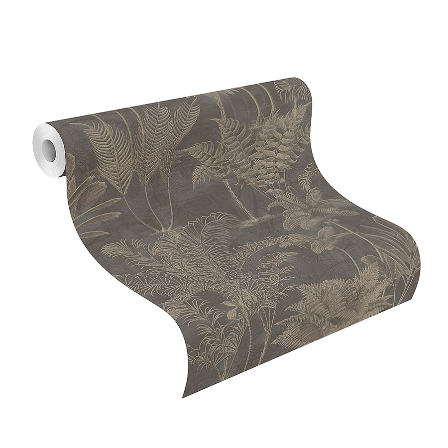 RH555165 Kinabalu Black Rainforest Wallpaper by Rasch