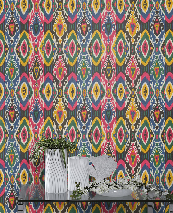 RH560565 - Villon Multicolor Ikat Wallpaper - by Rasch