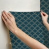 Picture of Teal Deco Wave Peel and Stick Wallpaper