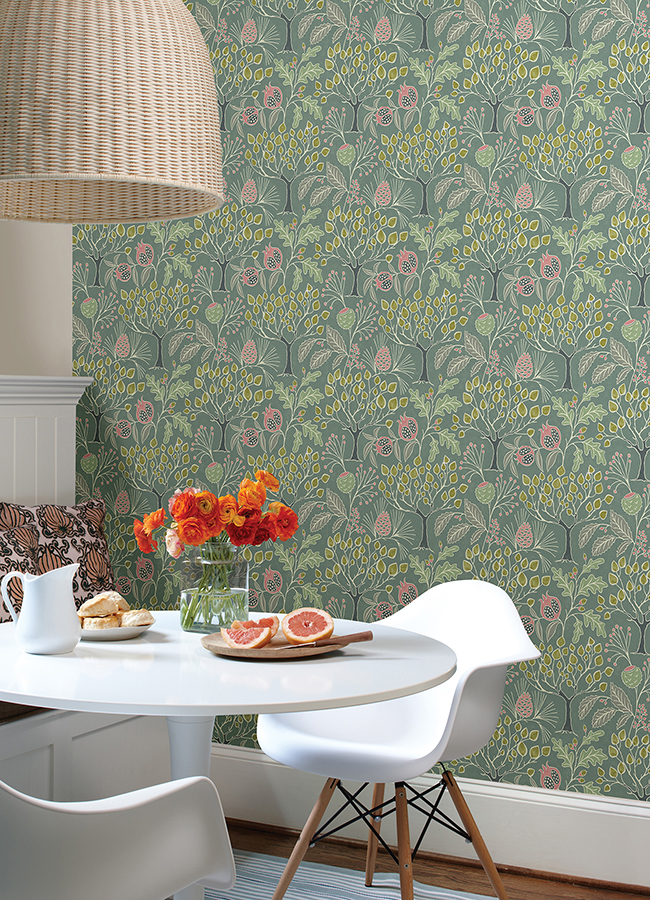 NUS4974 - Green Groovy Garden Peel and Stick Wallpaper - by NuWallpaper