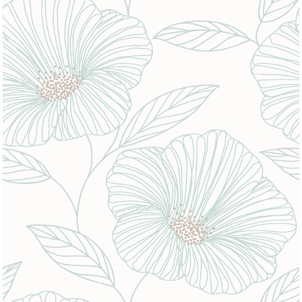 Picture of Seafoam Floweret Peel and Stick Wallpaper