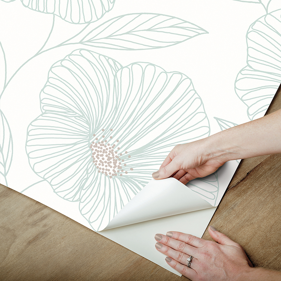 NUS4982 Seafoam Floweret Peel and Stick Wallpaper by NuWallpaper