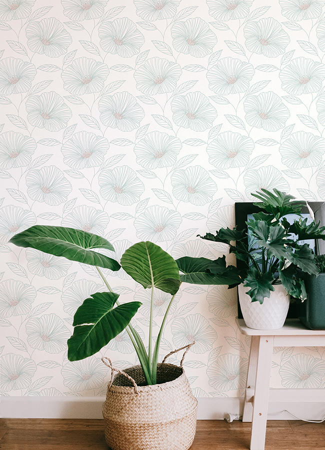 NUS4982 Seafoam Floweret Peel and Stick Wallpaper by NuWallpaper