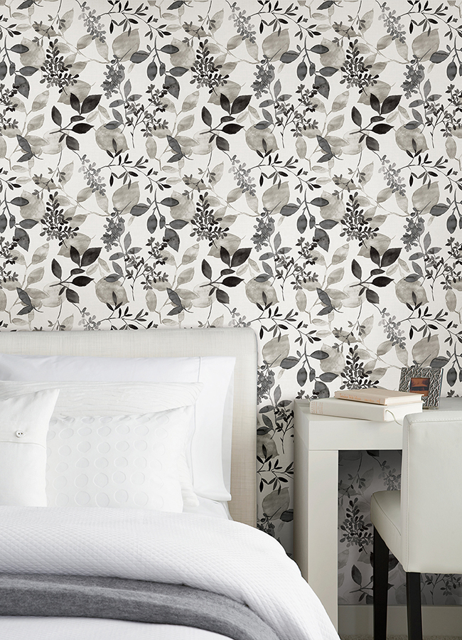 NUS4983 Black Breezy Peel and Stick Wallpaper by NuWallpaper