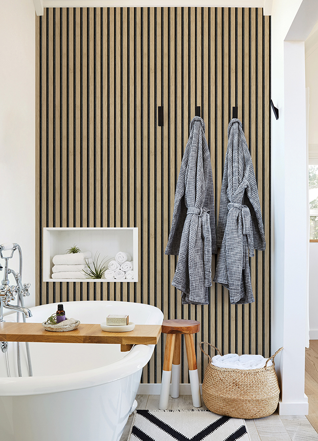 NUS4846 Oak Slat Wood Peel and Stick Wallpaper by NuWallpaper