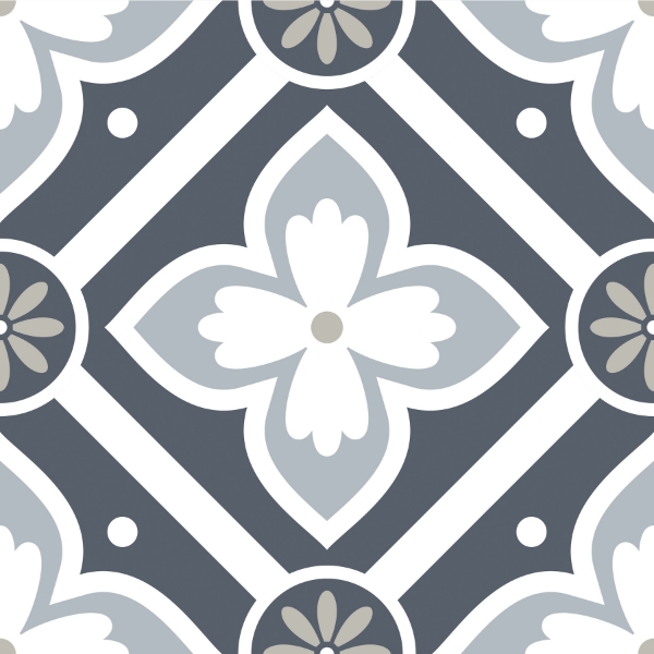 Dublin Slate Floral Peel And Stick Floor Tile