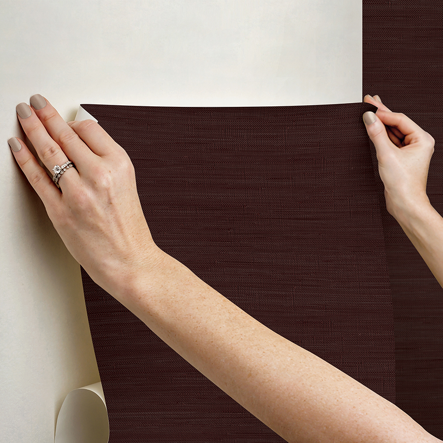 SSS6009 Aubergine Classic Faux Grasscloth Peel and Stick Wallpaper