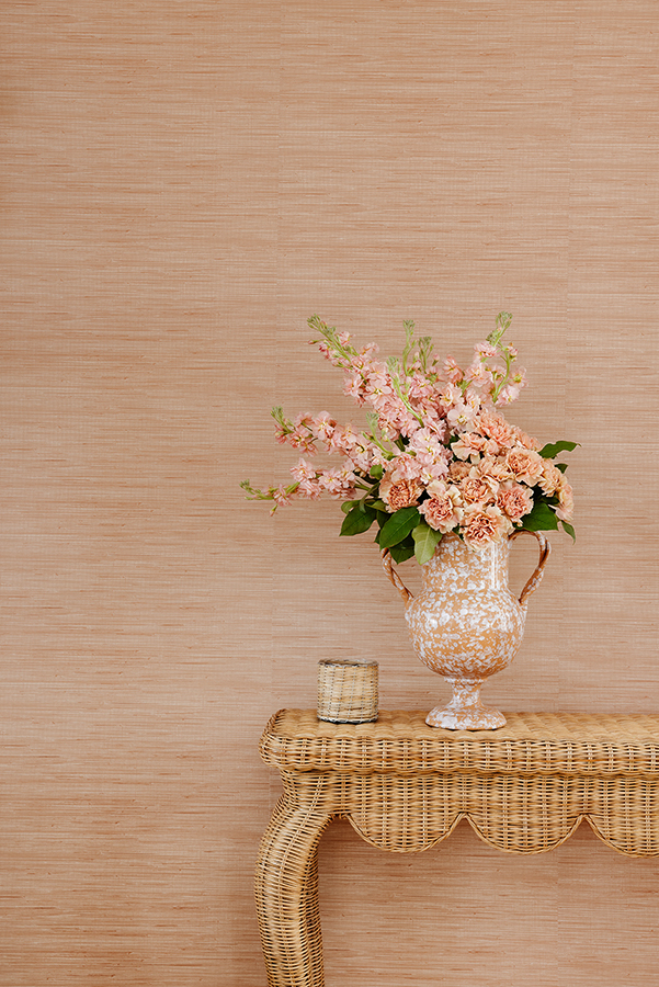 SSS6011 Apricot Classic Faux Grasscloth Peel and Stick Wallpaper by