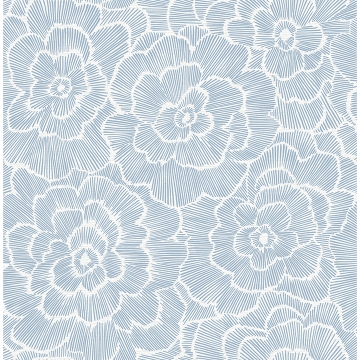 Picture of Periwinkle Blue Textured Floral Wallpaper