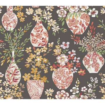 Picture of Harper Brown Floral Vase Wallpaper