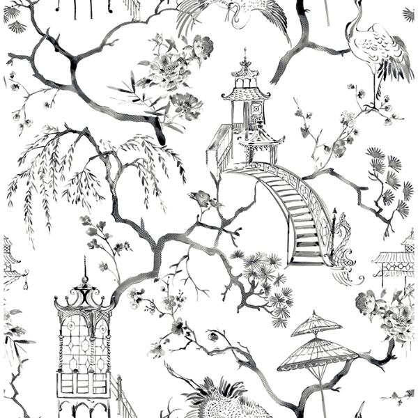 Picture of Serena Charcoal Chinoiserie Wallpaper