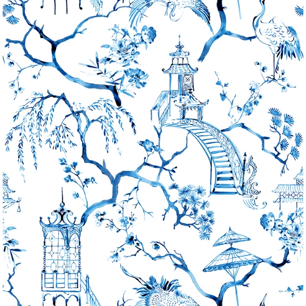 Picture of Serena Blue Chinoiserie Wallpaper