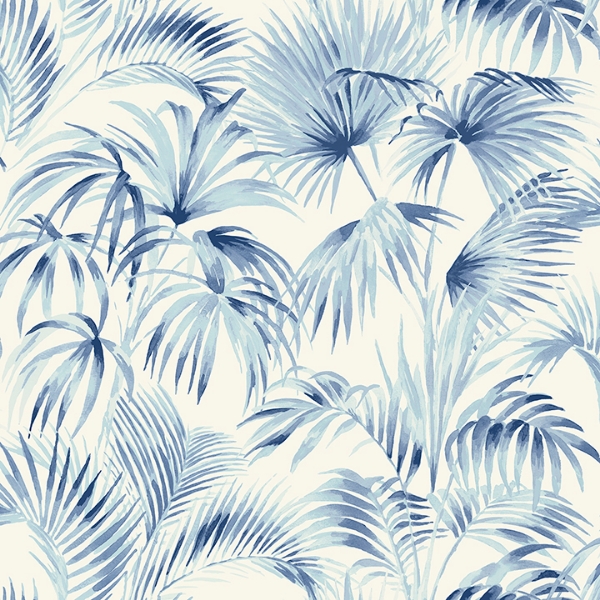 Picture of Manaus Blue Palm Frond Wallpaper