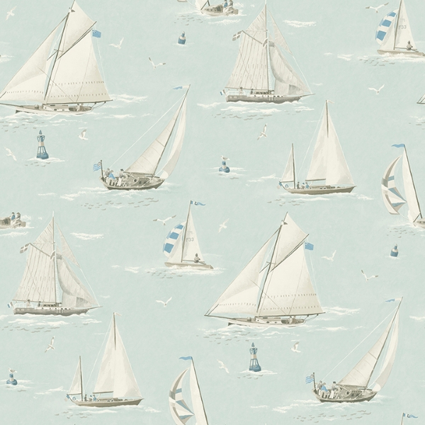 Picture of Leeward Aqua Sailboat Wallpaper