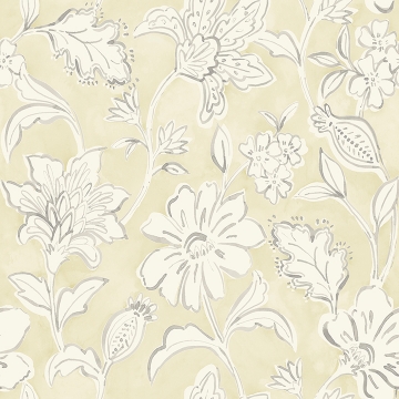 Picture of Plumeria Yellow Floral Trail Wallpaper
