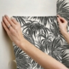 Picture of Black & White Cassava Palm Peel and Stick Wallpaper