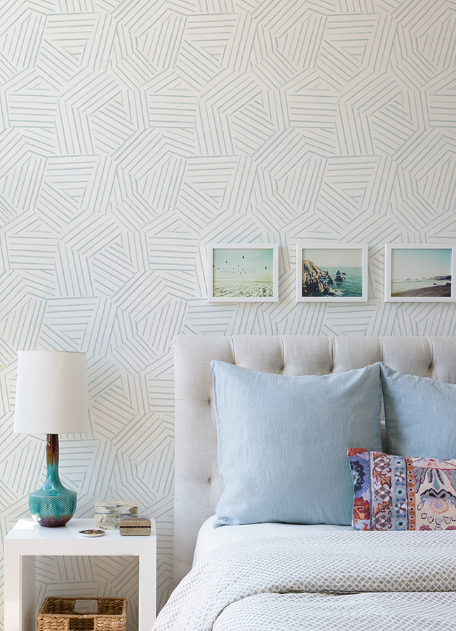 4121-26904 - Helene Sky Blue Geometric Lines Wallpaper - by A-Street Prints